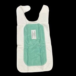 Starcrest‎ Adult Terry Cloth Bib White Mint Waterproof Barrier Snap 15x30 55787